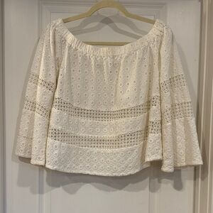 Rebecca Minkoff Cream Eyelet Off-Shoulder Blouse